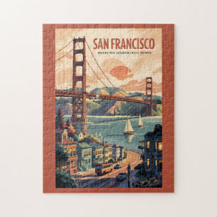 San Francisco Kalifornien Skyline Reise Kunst Retr