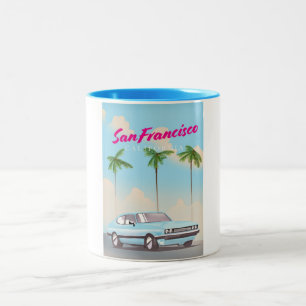 San Francisco Kalifornien Tropischer Reiseplakat Zweifarbige Tasse