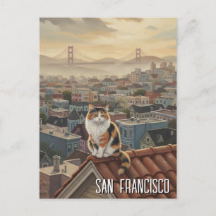 San Francisco Katze auf dem Dach Postkarte