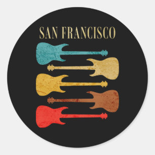 San Francisco Konzert Rockmusik Festival Gitarren Runder Aufkleber