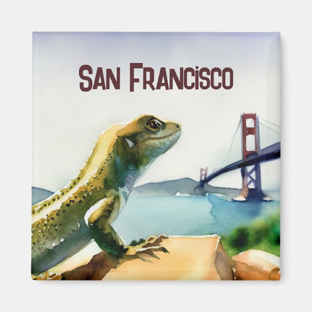 San Francisco Lizard Golden Gate Bridge Souvenir Magnet (Vorne)