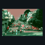 San Francisco Lombard Street - Pop Art Print Poster<br><div class="desc">SAN FRANCISCO LOMBARD STREET - ein grünes,  digitales Gemälde von San Franciscos Lombard Street,  der koködesten Straße der Welt,  im Pop Art Stil der 1960er Jahre kreiert - American Fine Art Poster Prints ist eine einzigartige Geschenkidee für Freunde und Familie oder Leckerei selbst!</div>