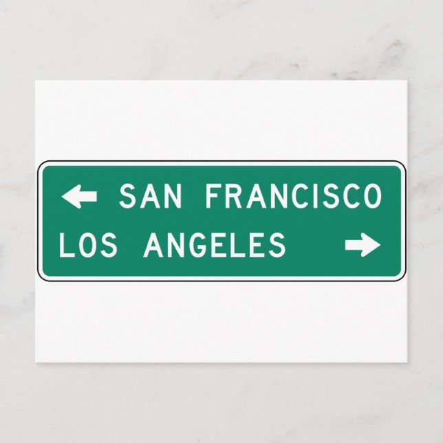 San Francisco Los Angeles Highway Sign Postkarte (Vorderseite)