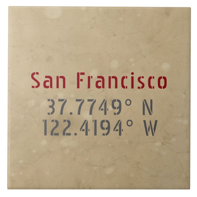 San Francisco Map Koordiniert Urban Fliese (Vorderseite)