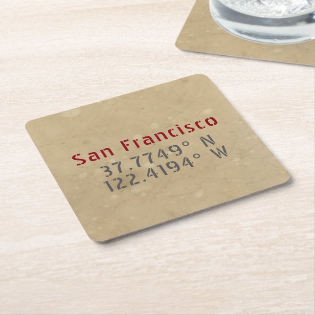 San Francisco Map Koordiniert Urban Rechteckiger Pappuntersetzer (angewinkelt)