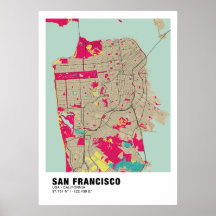 San Francisco Map Poster - Kalifornien - Farbenfro