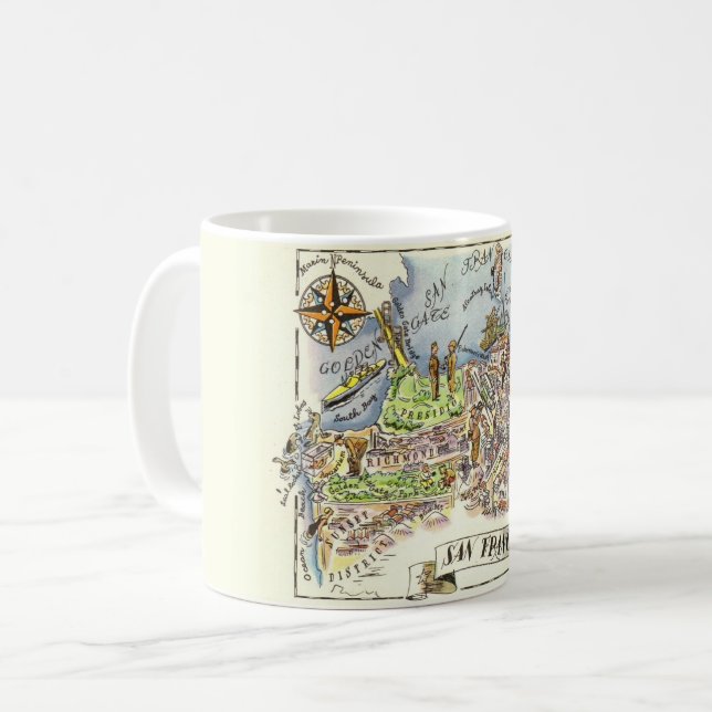 San Francisco Map-Tasse Kaffeetasse (Vorderseite Links)