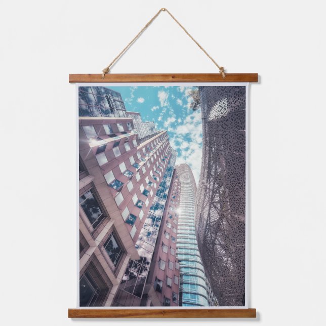 San Francisco Moderne Wolkenkratzer Wandteppich Mit Holzrahmen (Vorderseite)