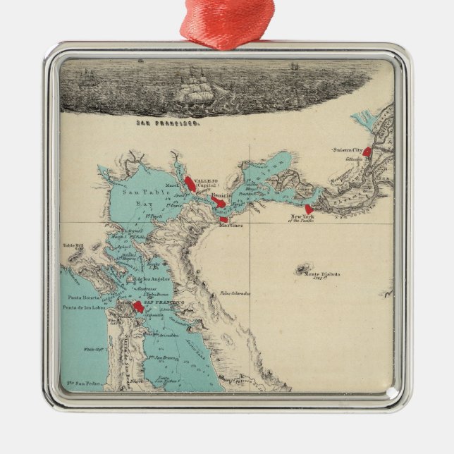 San Francisco nach Sacramento Silbernes Ornament (Vorne)