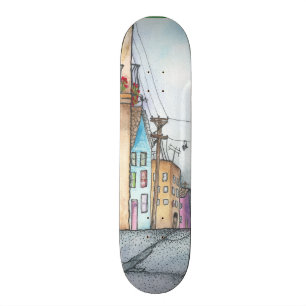 San Francisco Nachbarschafts-Aquarell Skateboard