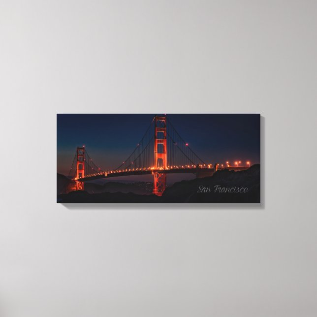 San Francisco Night Bridge Print Leinwanddruck (Vorderseite)