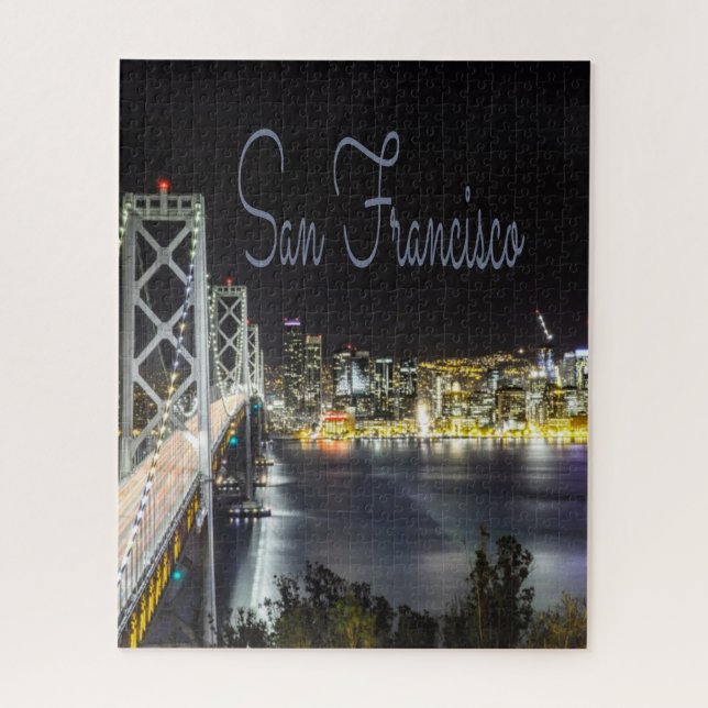 San Francisco Night Sky Line Golden Gate Bridge (Vertikal)