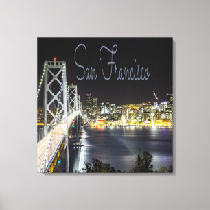 San Francisco Night Sky Line Golden Gate Bridge Leinwanddruck