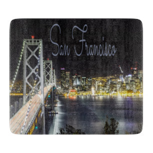 San Francisco Night Sky Line Golden Gate Bridge. Schneidebrett