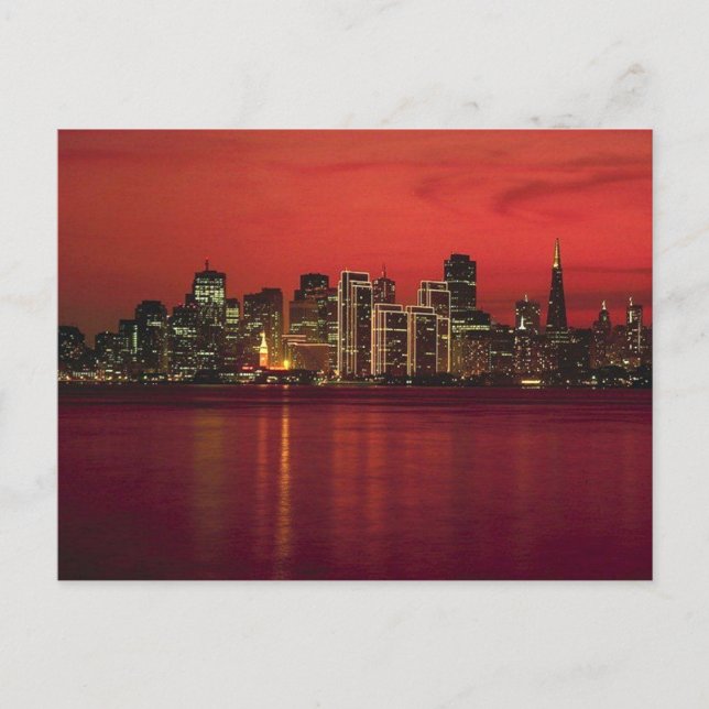 San Francisco Nitetime Skyline Postkarte (Vorderseite)