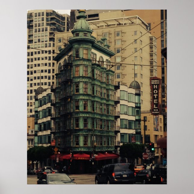 San Francisco North Beach Green Gebäude Poster (Vorne)