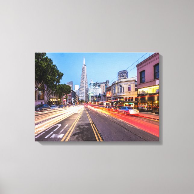 San Francisco North Beach Motion Blur Traffic Leinwanddruck (Vorderseite)
