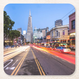 San Francisco North Beach Motion Blur Traffic Rechteckiger Pappuntersetzer