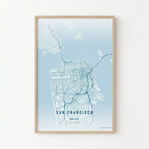 San Francisco Ozean Druck Karte Wandkunst Poster G