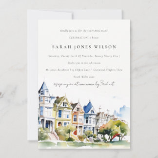 San Francisco Painted Ladies Landscape Birthday Einladung