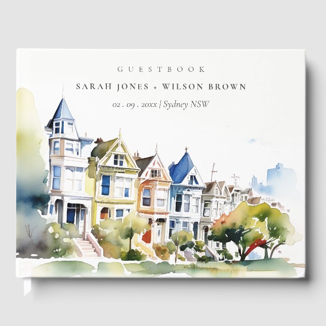 San Francisco Painted Ladies Landscape Wedding Gästebuch (Vorderseite)