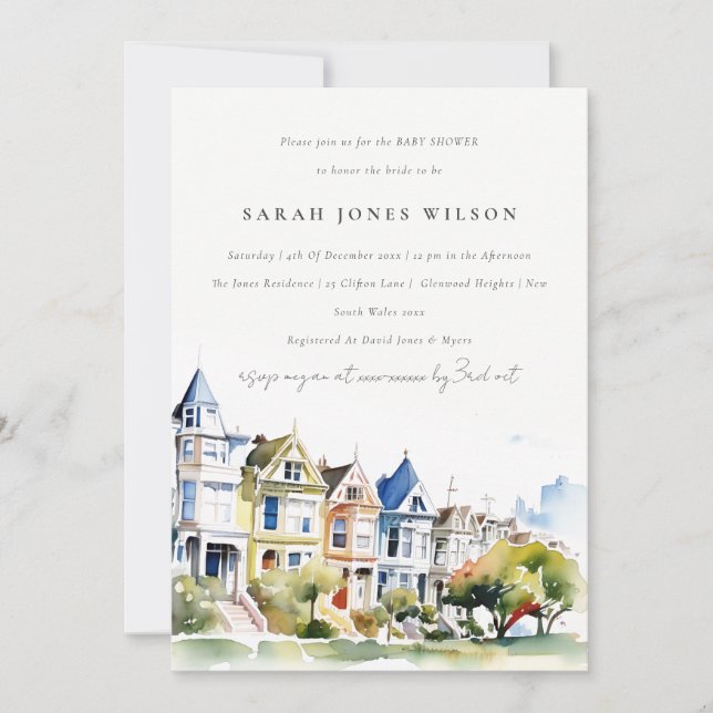 San Francisco Painted Ladies Scape Baby Shower Einladung (Vorderseite)