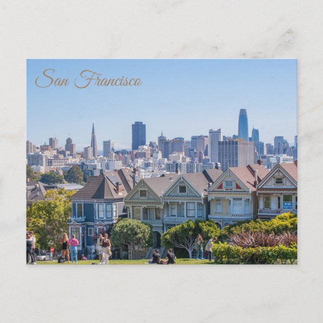 San Francisco Painted Ladys City Skyline Postkarte (Vorderseite)
