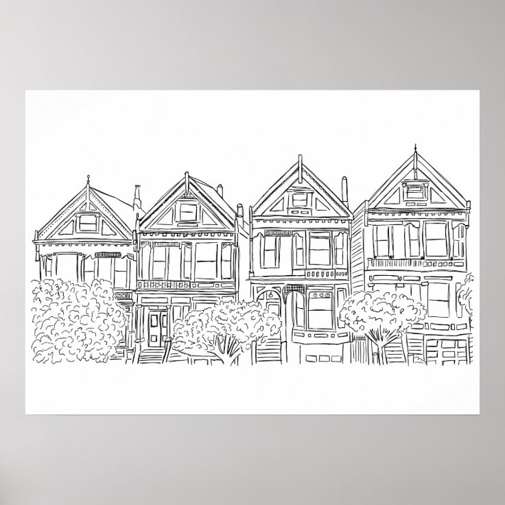 San Francisco Painted Ladys Sketch Poster Zazzle.ch