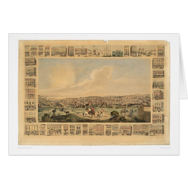 San Francisco, panoramische Karte 1860 (1162A) CA (Vorderseite (Horizontal))