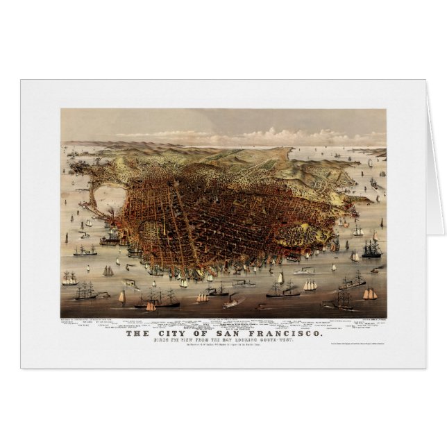 San Francisco, panoramische Karte CAs - 1878 (Vorderseite (Horizontal))