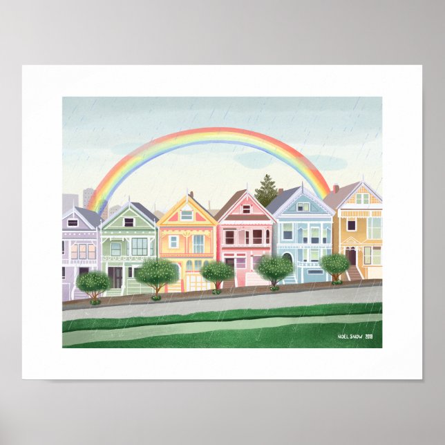 San Francisco Pastel Gemälde Ladys Art Print Poster (Vorne)