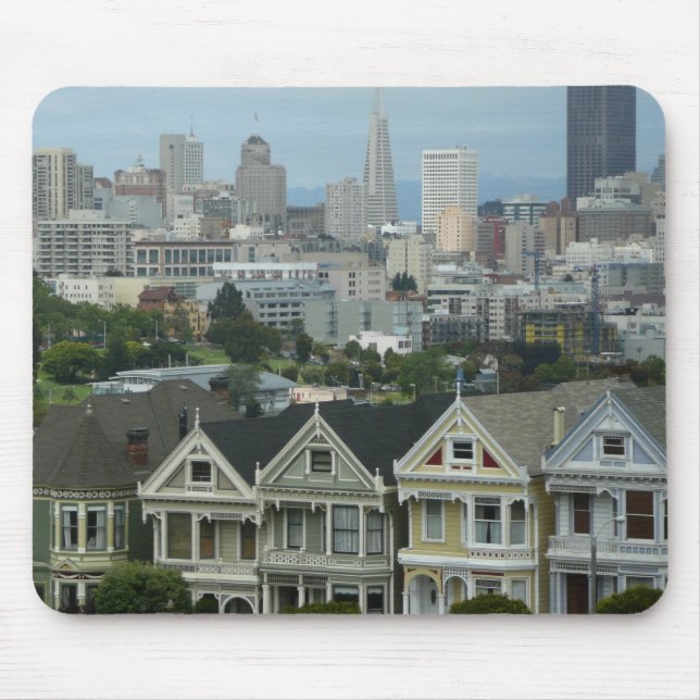 San Francisco Postcard Row City Scene Fotografie Mousepad (Vorne)