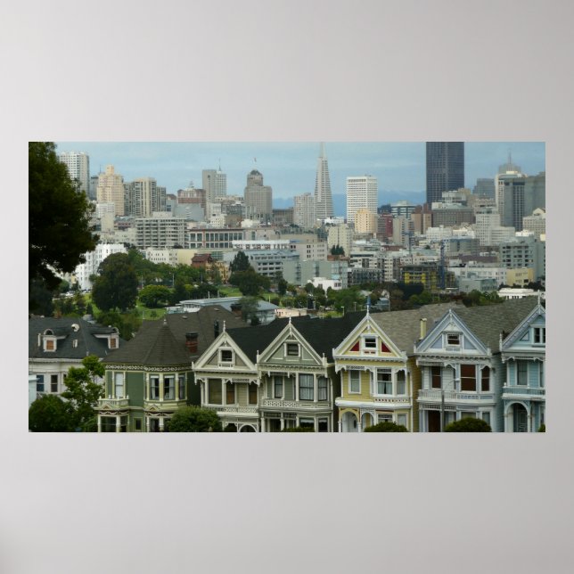 San Francisco Postcard Row City Scene Fotografie Poster (Vorne)