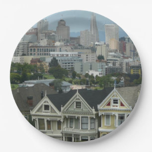 San Francisco Postcard Row Stadt Szene Fotografie Pappteller