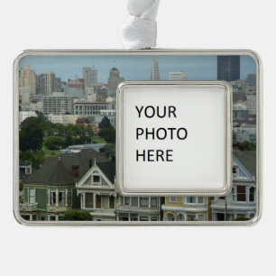 San Francisco Postcard Row Stadt Szene Fotografie Rahmen-Ornament Silber