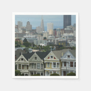 San Francisco Postcard Row Stadt Szene Fotografie Serviette