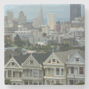 San Francisco Postcard Row Stadt Szene Fotografie Steinuntersetzer