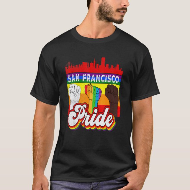 San Francisco Pride Rainbow Gay Pride Flag Lgbt T-Shirt (Vorderseite)