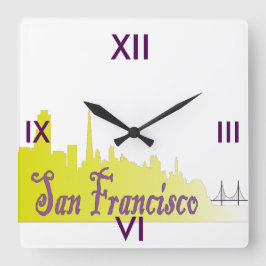 San Francisco Quadratische Wanduhr