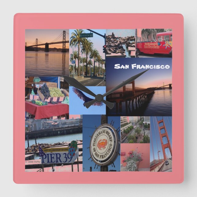 San Francisco Quadratische Wanduhr (Vorderseite)
