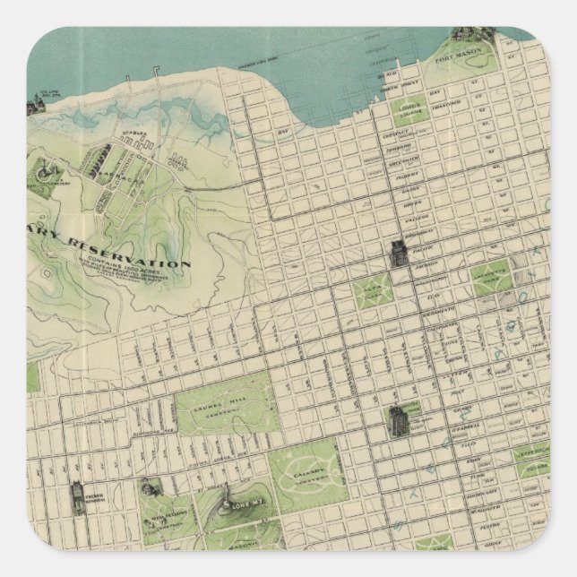 San Francisco Quadratischer Aufkleber (Vorderseite)