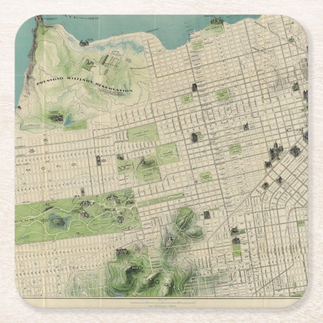 San Francisco Rechteckiger Pappuntersetzer (Vorderseite)