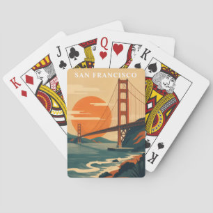 San Francisco Reise Vintage Golden Gate Bridge Spielkarten