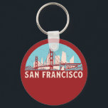 San Francisco Retro City Skyline Vintag Cityscape Schlüsselanhänger<br><div class="desc">Vintages und retro City Design mit wunderschöner Skyline, touristischer Attraktion und Stadtbild. Cooler Wolkenkratzer und Gebäude Silhouette Illustrationen für Touristen und Reisende. Ideal als Souvenir, um Zuhause zu bringen, wenn Sie um die Welt reisen. Rett die Erinnerung an deine Reise und Ferien mit Familie und Freunden. Die Hintergrundfarbe kann auf...</div>