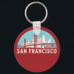 San Francisco Retro City Skyline Vintag Cityscape Schlüsselanhänger<br><div class="desc">Vintages und retro City Design mit wunderschöner Skyline, touristischer Attraktion und Stadtbild. Cooler Wolkenkratzer und Gebäude Silhouette Illustrationen für Touristen und Reisende. Ideal als Souvenir, um Zuhause zu bringen, wenn Sie um die Welt reisen. Rett die Erinnerung an deine Reise und Ferien mit Familie und Freunden. Die Hintergrundfarbe kann auf...</div>