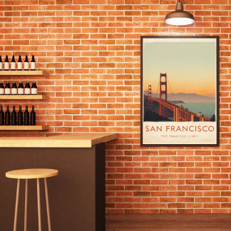 San Francisco Retro Golden Gate Brücke  Poster
