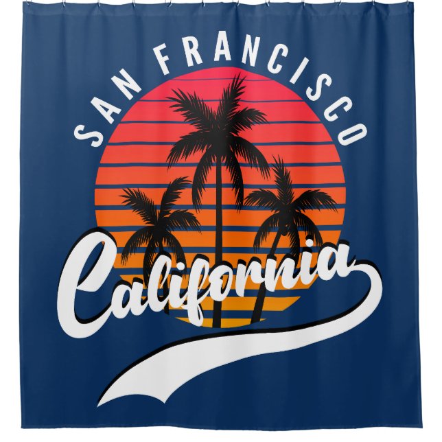 San Francisco Retro Sonnenuntergang Duschvorhang (Vorderseite)