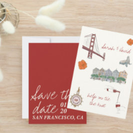San Francisco Save the Date mit Zeichnungen Einladung