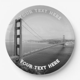 San Francisco Schwarz-weißes Goldenes Tor Pappteller