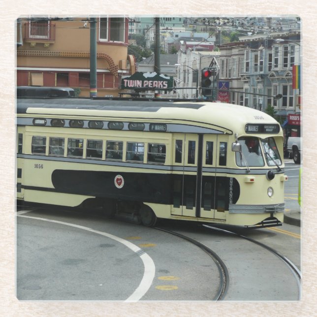 San Francisco-Seilbahn Glasuntersetzer (Vorderseite)